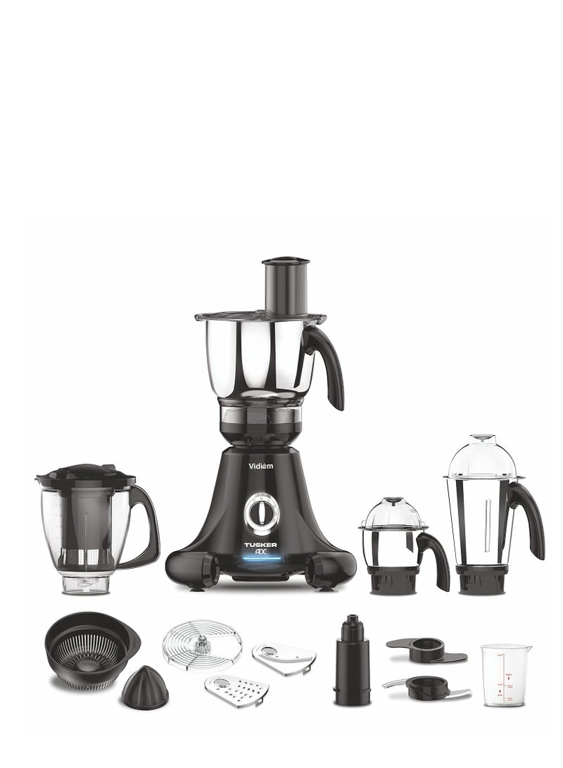 VIDIEM Vidiem mixer grinder 616 A Tusker ADC, mixer grinder 750 watt with 3 jars and 1 juicer mixer grinder, 1 multi chef, 4 leak proof jars with self-lock for wet and dry spices, chutneys  - Image 1