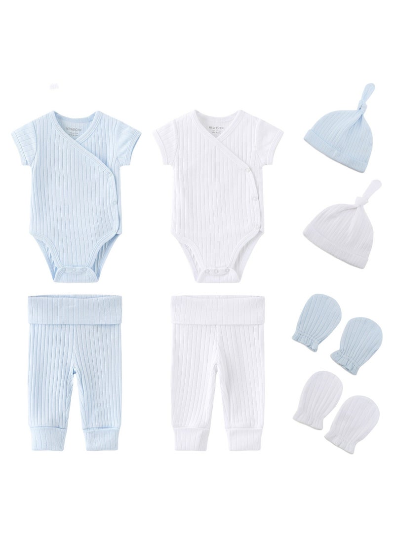 RedMapleTEK 8-Piece Set Of Newborn Baby Jumpsuit, Pants, Hat, Gloves, Socks - Image 1