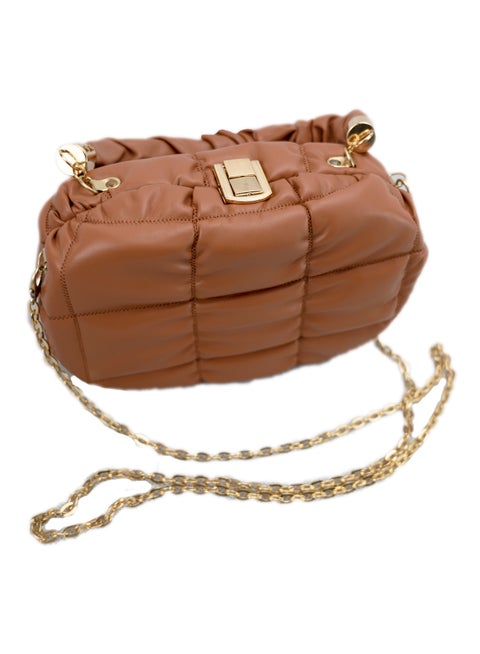 Quilted Handbag Ladies Mini Chain Cassette PU Leather Shoulder Bag with Detachable Strap