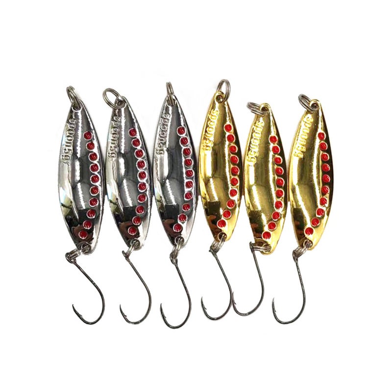 Fishing Lure 1.5 G 6 Pcs Solid Metal Construction - Super Sharp Anti-Corrosion Hook Mini Spoon Lure for Saltwater Freshwater Fishing - Image 1