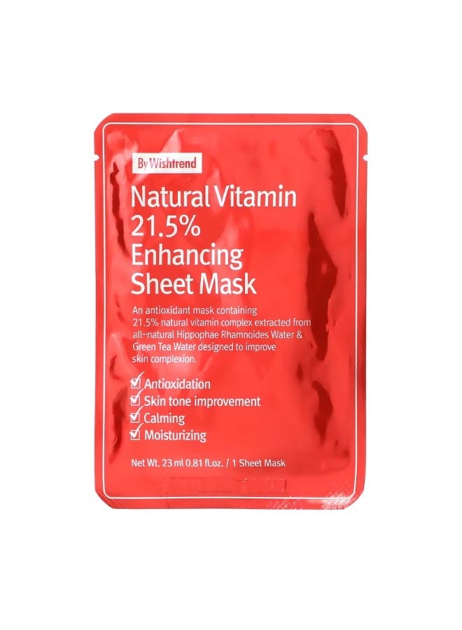 By Wishtrend Natural Vitamin 21.5 Enhancing Beauty Sheet Mask 1 Sheet 0.81 fl oz 23 ml - Image 1