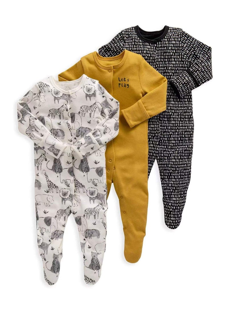 RedMapleTEK Infant And Toddler Pure Cotton One-Piece Long-Sleeved Crawling Suit 3-Piece Set  - Image 1