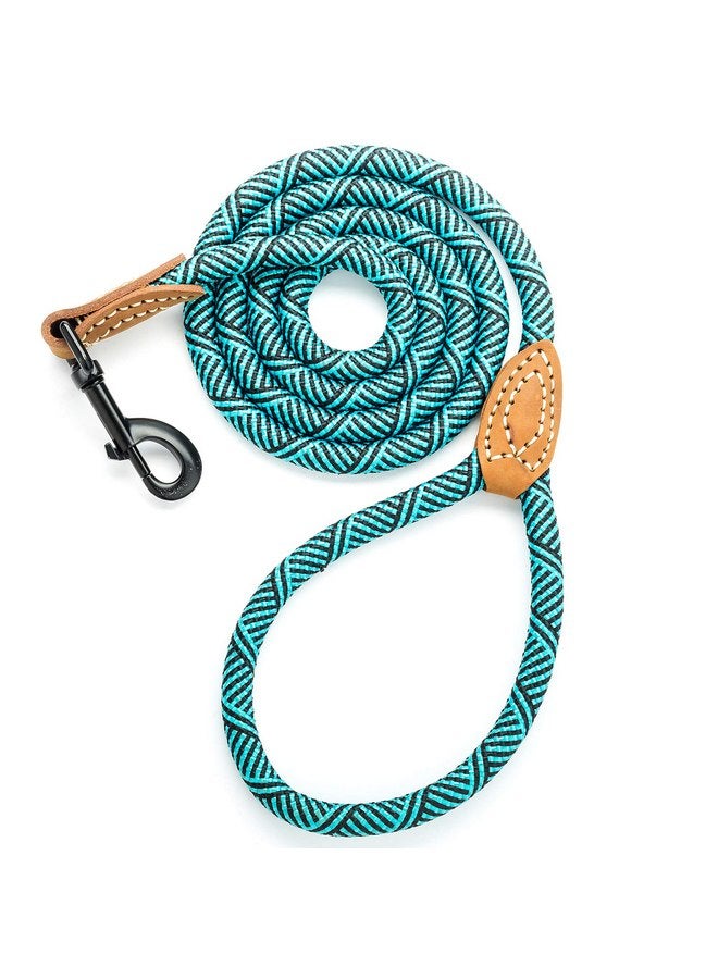 مايل هاي لايف Mile High Life | حبل لتسلق الجبال للكلاب مع مشبك معدني قوي ومتين | اتصال مخصص من الجلد الأصلي بغرز قوية (أخضر فيروزي، 48 بوصة (عبوة من قطعة واحدة)) - Image 1