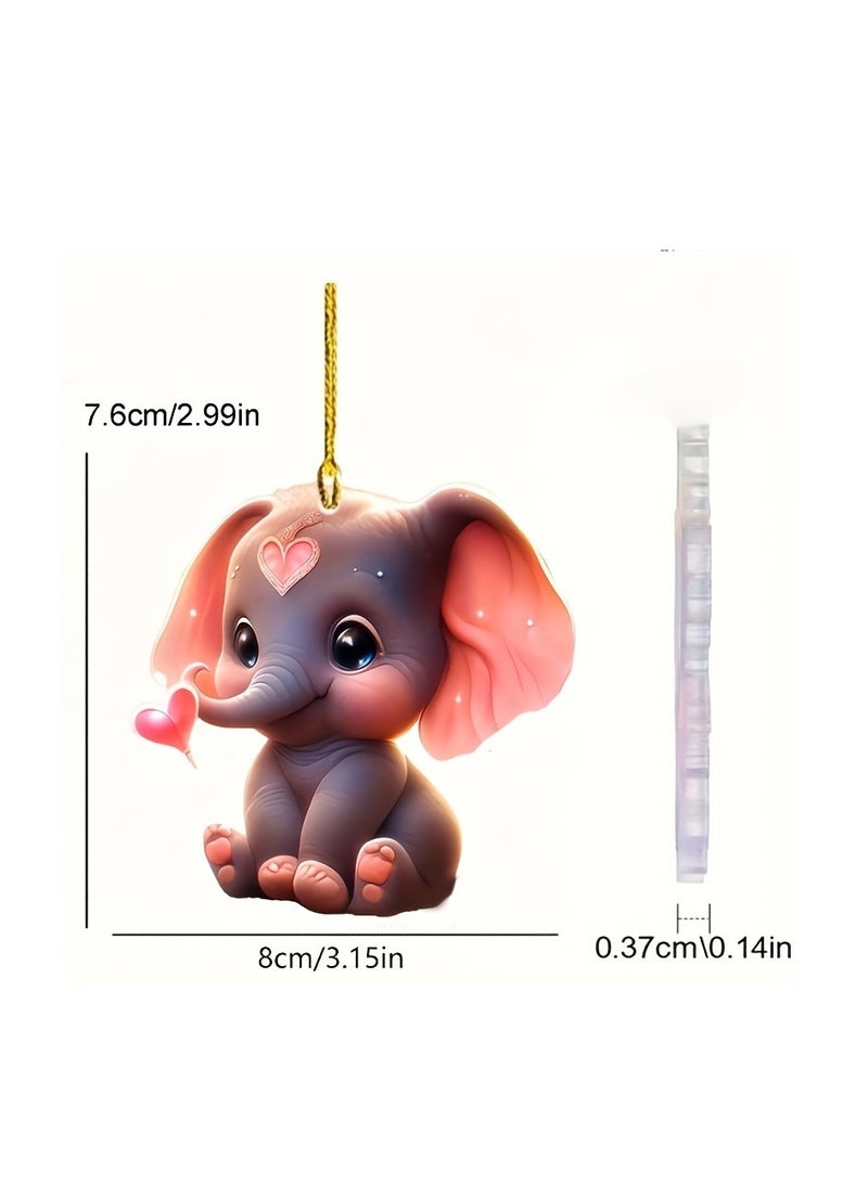 Generic 1pc 2D Acrylic Elephant Shaped Car Pendant, Holiday Decoration, Backpack Pendant, Keychain,  - Image 3