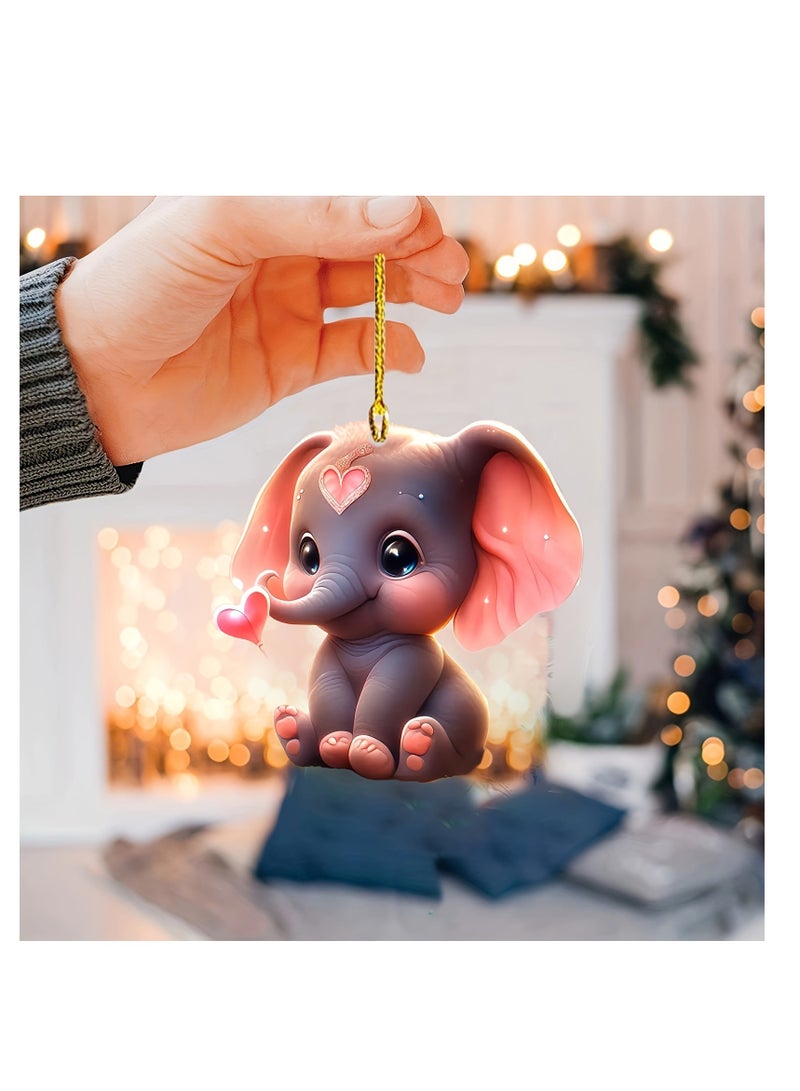 Generic 1pc 2D Acrylic Elephant Shaped Car Pendant, Holiday Decoration, Backpack Pendant, Keychain,  - Image 4