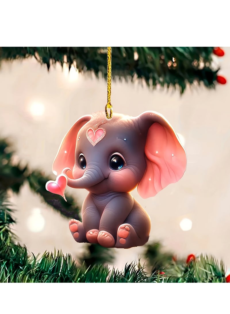 Generic 1pc 2D Acrylic Elephant Shaped Car Pendant, Holiday Decoration, Backpack Pendant, Keychain,  - Image 2