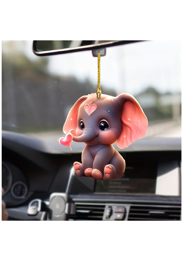 Generic 1pc 2D Acrylic Elephant Shaped Car Pendant, Holiday Decoration, Backpack Pendant, Keychain,  - Image 1