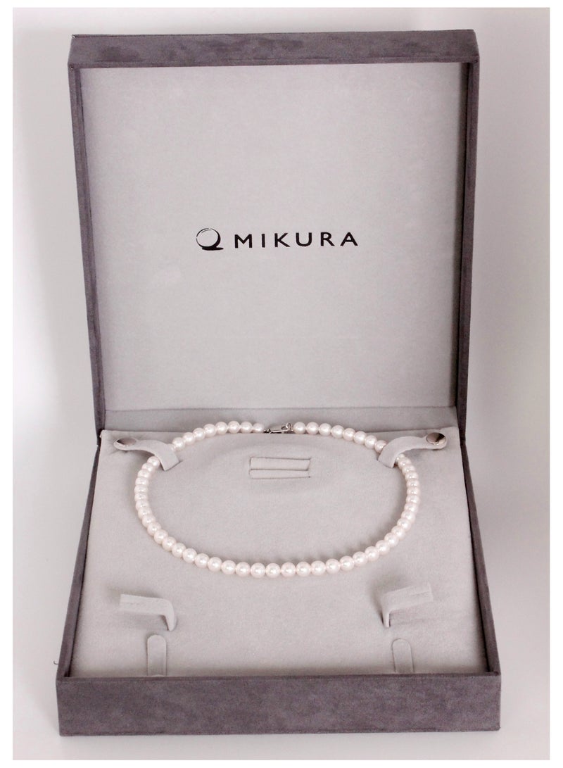 MIKURA Necklace, 1st 43Cms, Japanese Akoya Pearls, B Quality, White Color, 7.0-6.5MM, 18KW  - Image 3