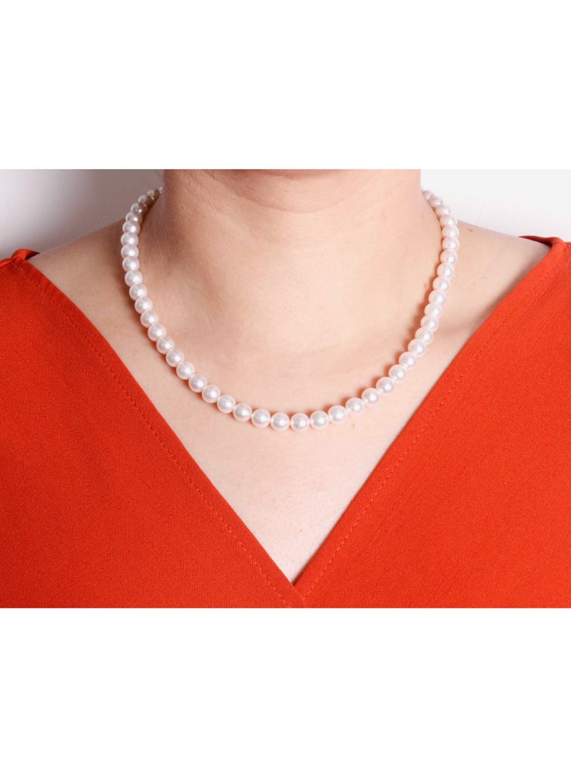 MIKURA Necklace, 1st 43Cms, Japanese Akoya Pearls, B Quality, White Color, 7.0-6.5MM, 18KW  - Image 4