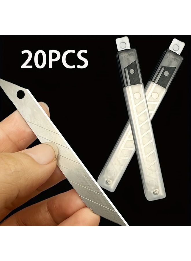 30 Degree Angle 9Mm Narrow Utility Knife Blades Silver Color 20 Pieces - Image 1