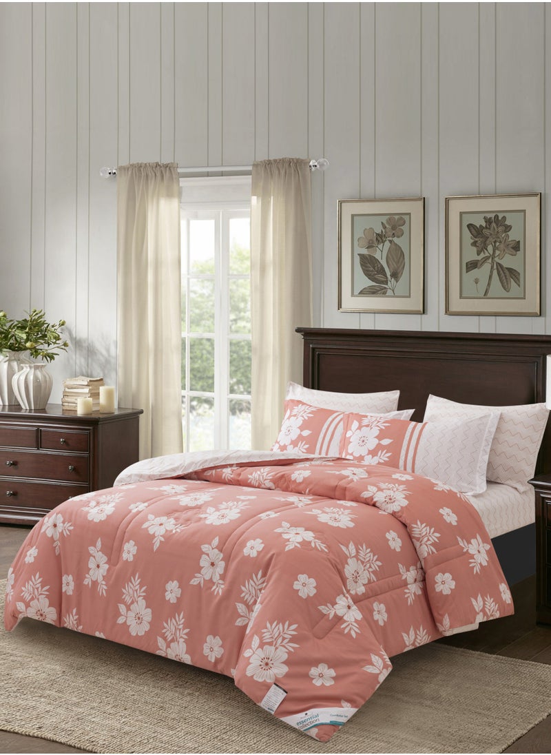 Donetella Printed Comforter Set 6-Pcs King Size All Season Decorated Reversible Double Bed Comforter Set Fits (200 X 200 Cm)With Super-Soft Down Alterntaive Filing,Rose  - Image 2