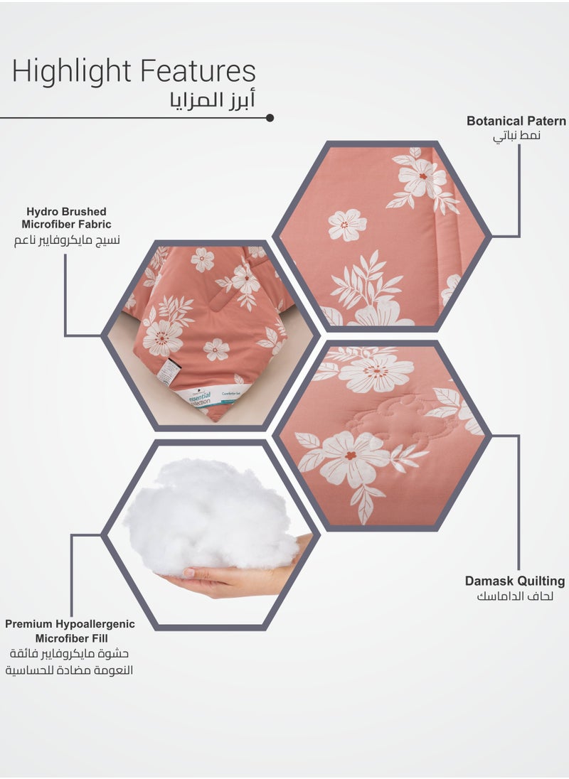 Donetella Printed Comforter Set 6-Pcs King Size All Season Decorated Reversible Double Bed Comforter Set Fits (200 X 200 Cm)With Super-Soft Down Alterntaive Filing,Rose  - Image 5