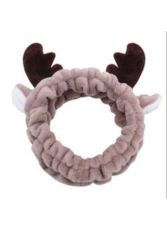 MXXGMYJ Elk Womens Spa Facial Makeup Headband  Bear Face Mask for Birthdays Valentines Christmas  Fleece Headwear for Women  Girls  Coffee 