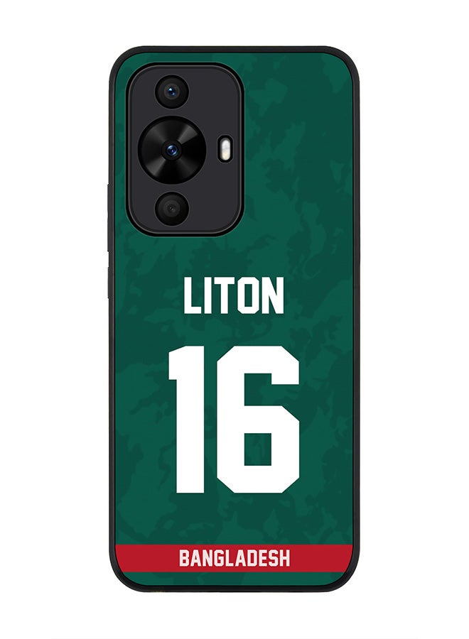 Stylizedd Rugged Black edge case for Huawei nova 12s / Huawei nova 11/ Huawei nova 12 Lite 4G, Slim fit Soft Cover - Team Bangladesh Liton Das, Jersey No 16 - Image 1