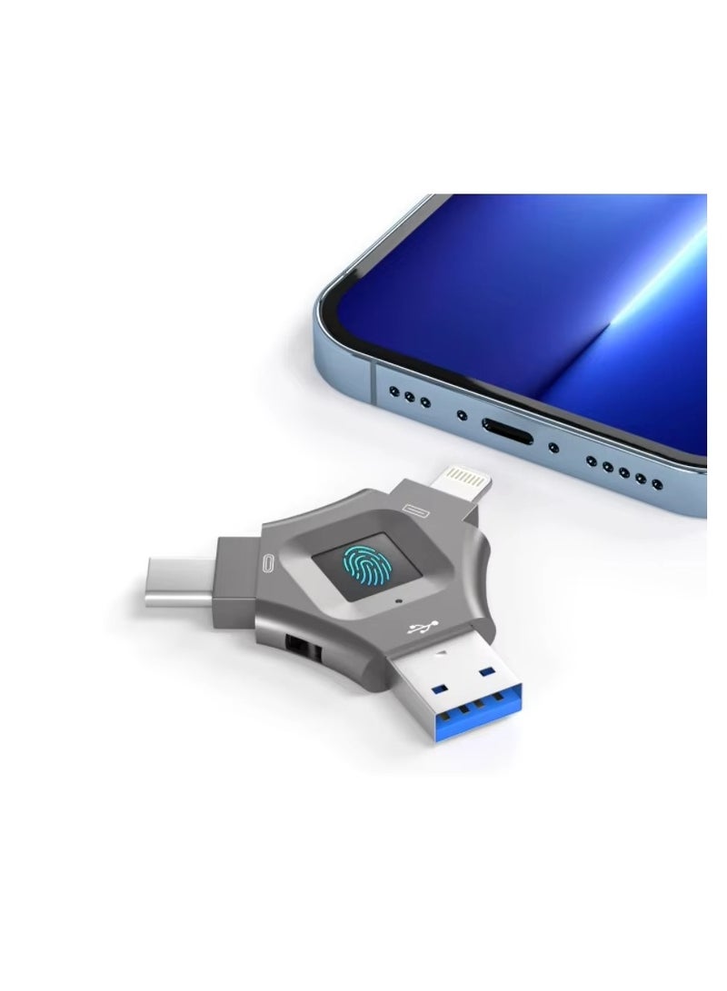 New 3-in-1 USB3.0 Fingerprint Encryption Drive, Secure Storage Password Protected USB Drive Suitable for Android - Image 2