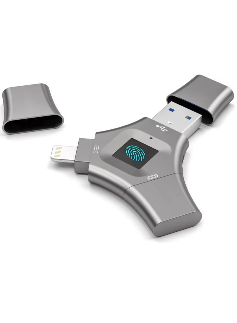 New 3-in-1 USB3.0 Fingerprint Encryption Drive, Secure Storage Password Protected USB Drive Suitable for Android - Image 1