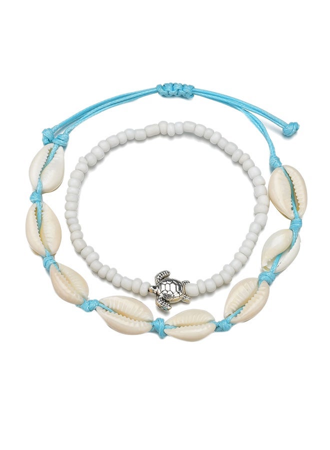 2-Piece Alloy Seashell Pattern Beach Style Anklet Chain