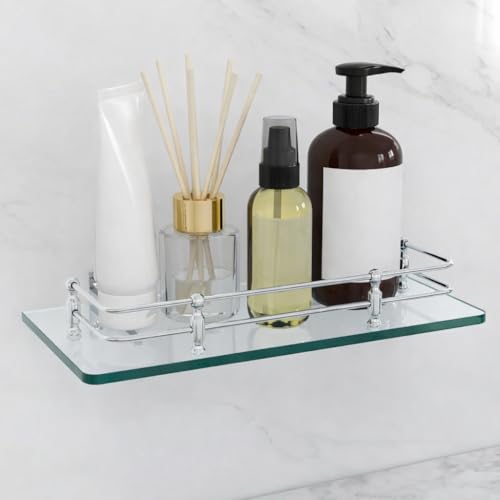 FORTUNE Multipurpose Wall Hung Transparent Glass Shelf for Bathroom or Living Room, Bathroom Accessories 12 x 6 - Inch - (Pack of 2) - Image 4