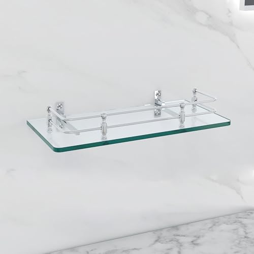 FORTUNE Multipurpose Wall Hung Transparent Glass Shelf for Bathroom or Living Room, Bathroom Accessories 12 x 6 - Inch - (Pack of 2) - Image 5