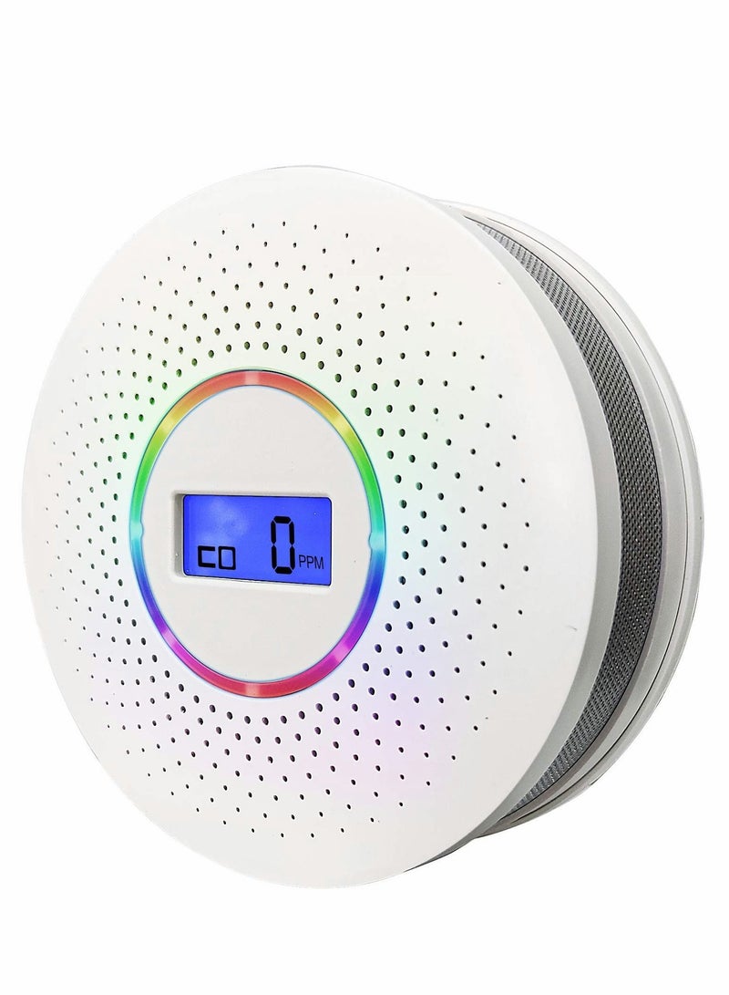 Combination and Carbon Monoxide Alarm Detector, Dual Sensor CO Detector Battery Powered with LCD Display Sound Warning for Home,School,Office - Image 1