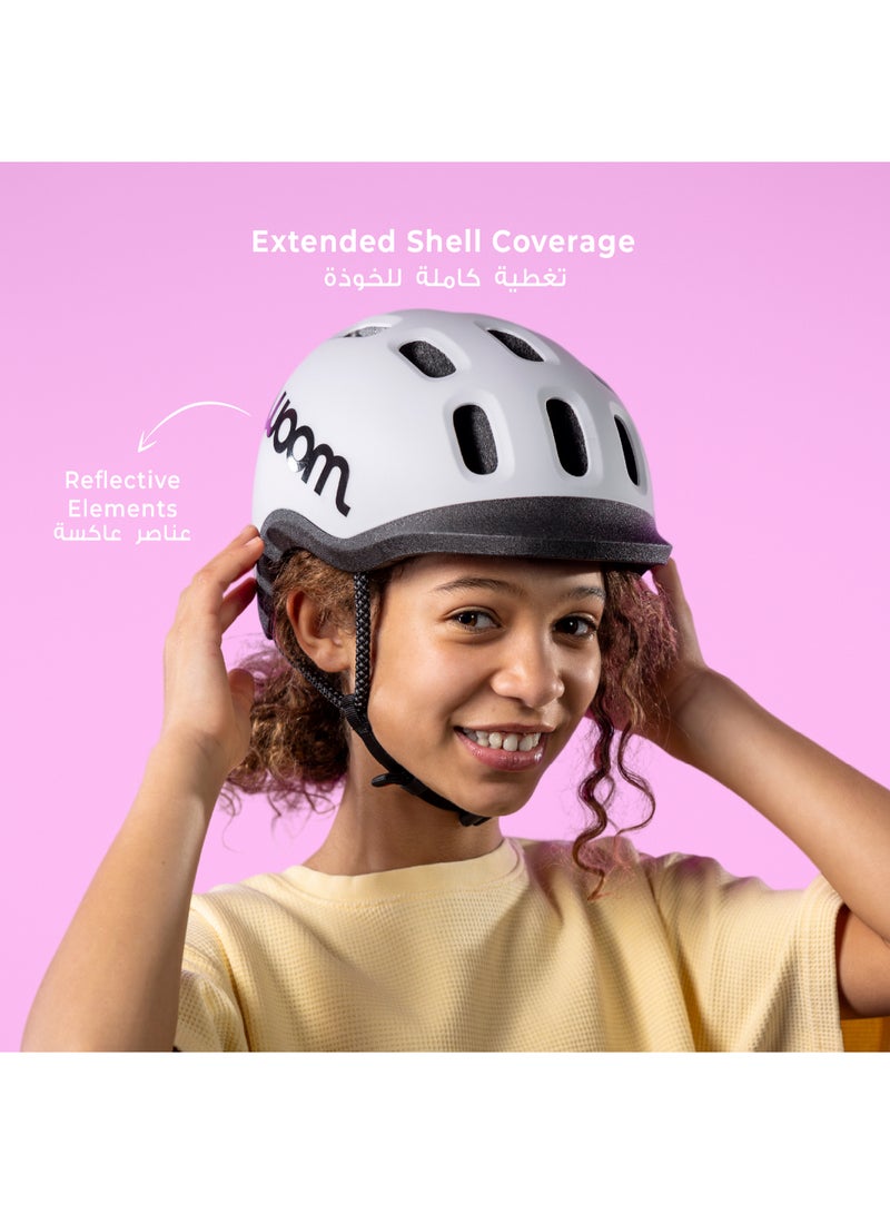 Woom READY Kids Bike Helmet | Size S 50-54 cm | Lightweight Ventilated In-Mold Shell | Multi-Sport Head Protection | Adjustable Dial Fit | Pale Grey - Image 5