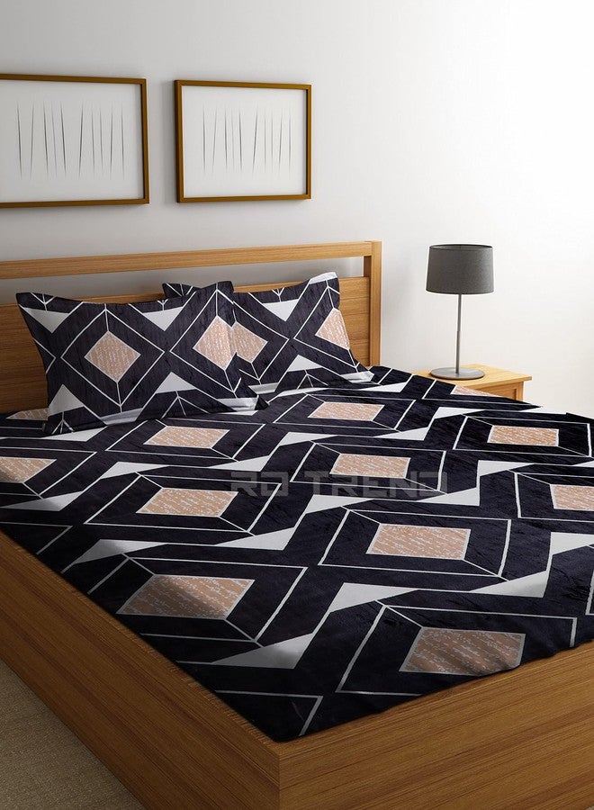 RD TREND 190 GSM Flannel Warm Elastic Fitted bedsheets for Winter King Size(78X72X8 Inch) with 2 Pillow Covers Size 18x28 Inches, (Coffee) - Image 1
