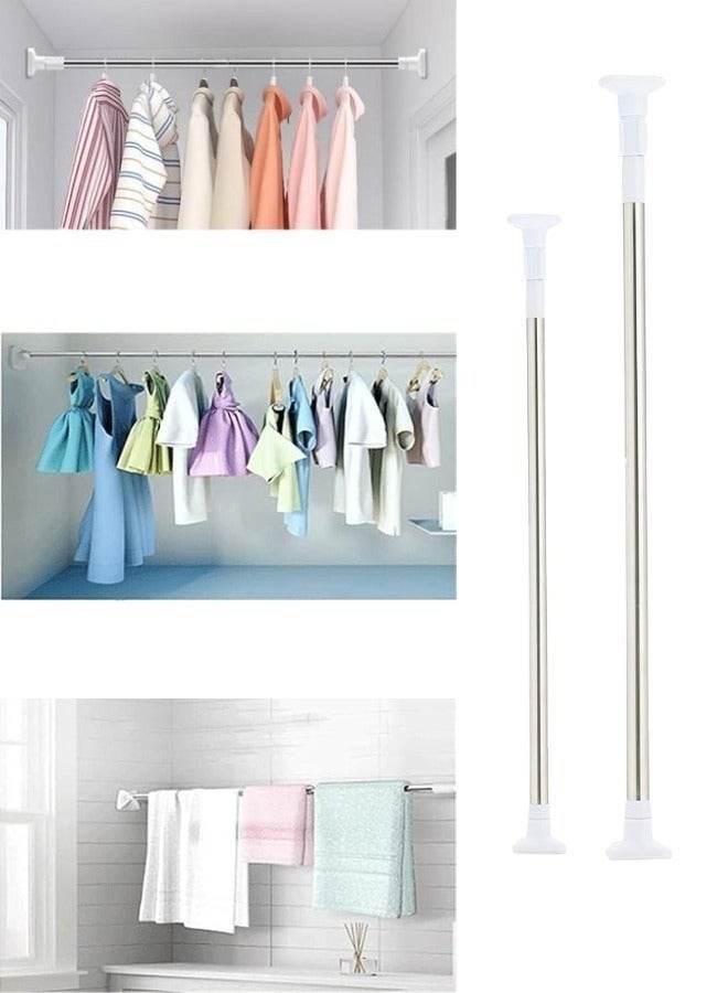 Curtain rod made of stainless steel, telescopic rod for tension mounting without drilling, stainless steel pipe that can be lengthened and shortened - multi-purpose hanging rod for bathroom and shower windows and entryway cabinets, adjustable length 85-150 cm - Image 1