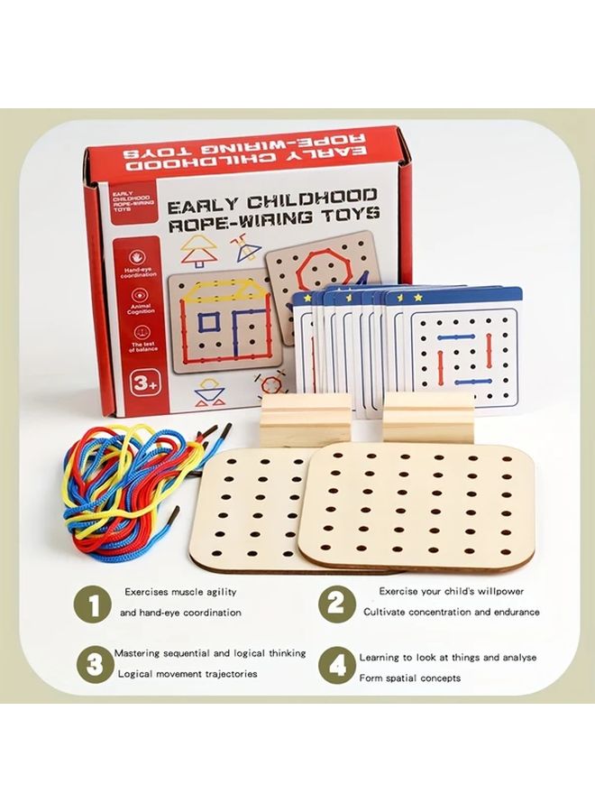 Wooden Lacing Toy For Kids Learning To Tie Shoelaces Hand Eye Coordination Educational Gift - Image 3