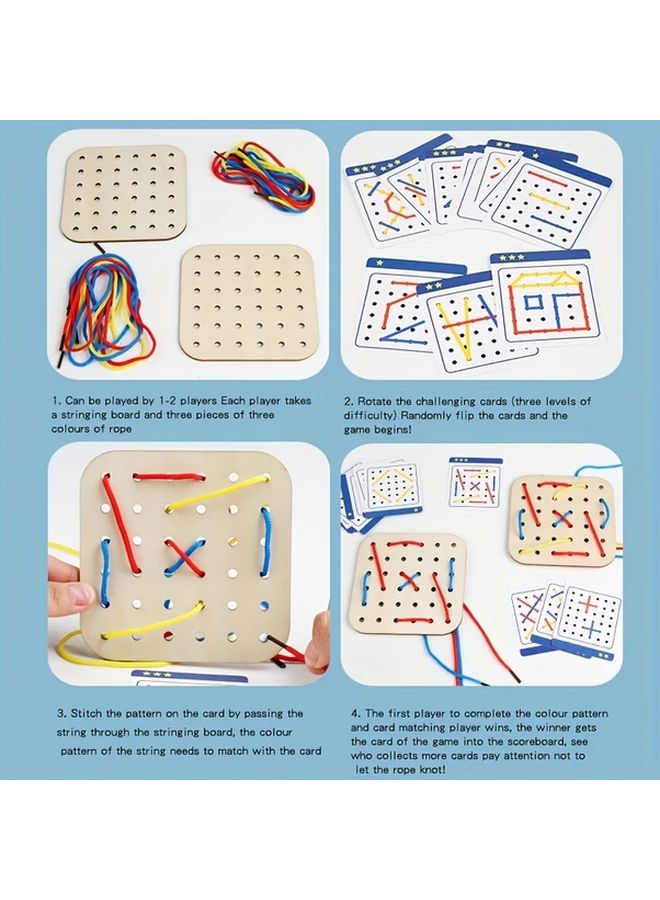 Wooden Lacing Toy For Kids Learning To Tie Shoelaces Hand Eye Coordination Educational Gift - Image 4