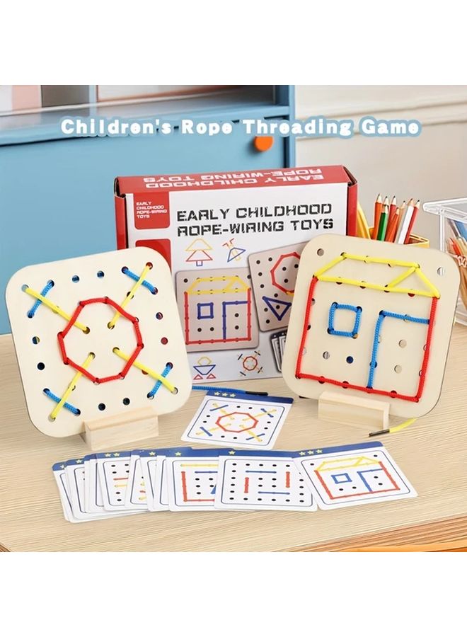 Wooden Lacing Toy For Kids Learning To Tie Shoelaces Hand Eye Coordination Educational Gift - Image 1