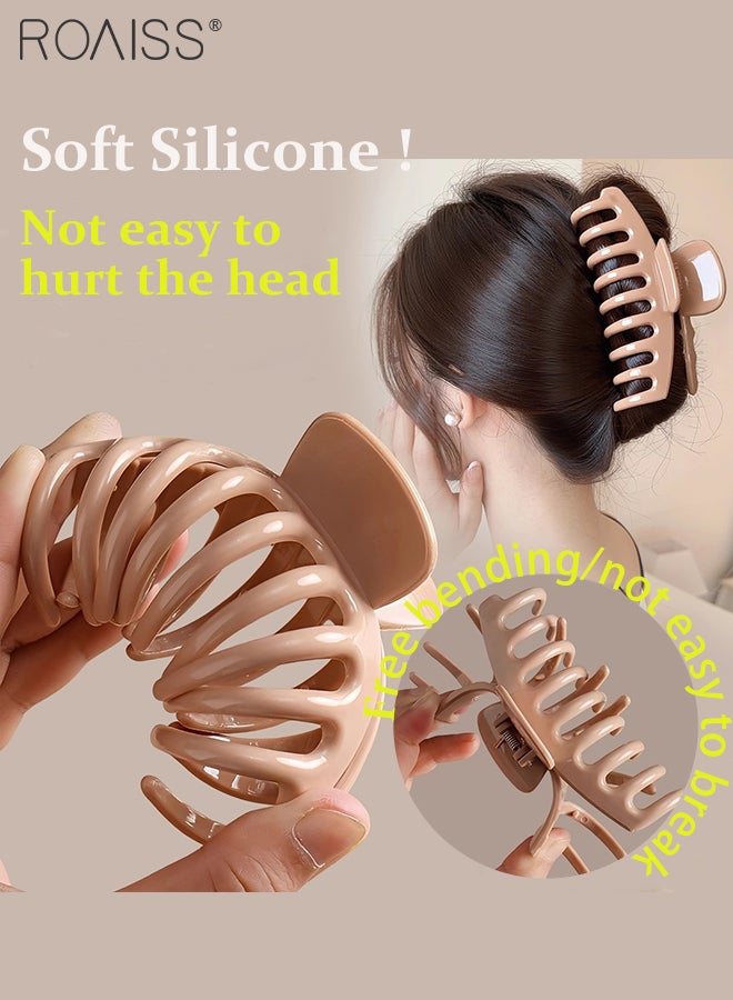 رويس 4 قطع من مشابك الشعر الناعمة المصنوعة من السيليكون، مشابك ذيل الحصان الناعمة المقاومة للتصادم، مقاومة للسقوط ومتينة وليس من السهل كسرها، إكسسوارات شعر عصرية مناسبة للارتداء اليومي - Image 4