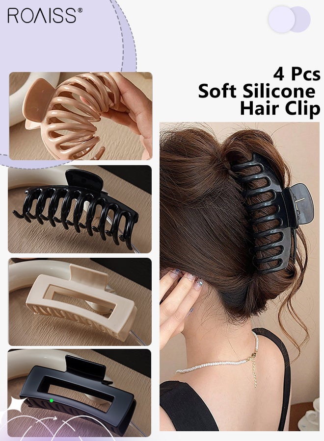 رويس 4 قطع من مشابك الشعر الناعمة المصنوعة من السيليكون، مشابك ذيل الحصان الناعمة المقاومة للتصادم، مقاومة للسقوط ومتينة وليس من السهل كسرها، إكسسوارات شعر عصرية مناسبة للارتداء اليومي - Image 1