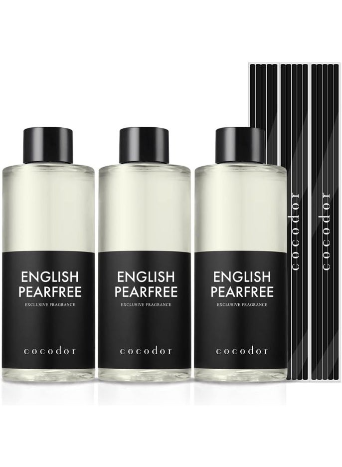 كوكودور إعادة تعبئة زيت معطّر كوكودور بعصا القصب / إنجليش بيرفري (English Pearfree) / 6.7 أونصة (200 مل) / عبوة من 3 قطع / للعلاج العطري، وتعطير المنزل، والزيوت المعطّرة - Image 1