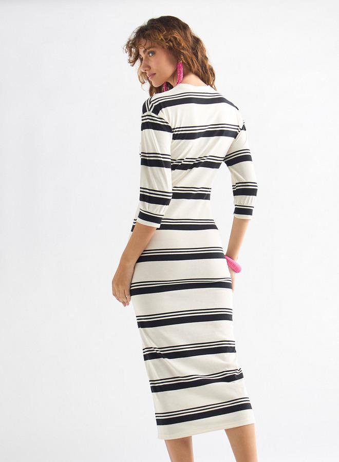 Splash FAV Striped Bodycon Dress - Image 3