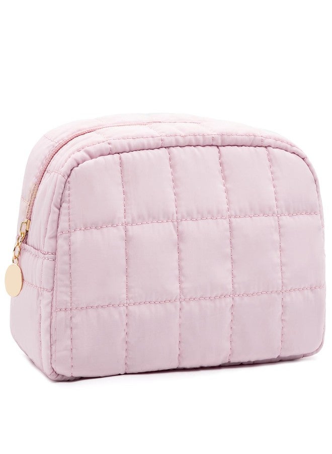 LOVELYWIND Makeup Bag for Women, Travel Cosmetic Bag Organizer with Compartments, Pink - Image 1