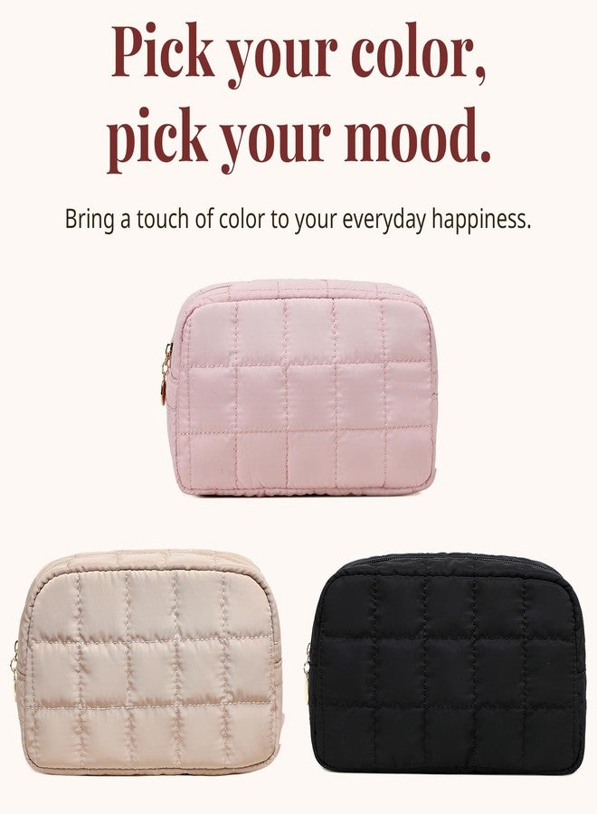 LOVELYWIND Makeup Bag for Women, Travel Cosmetic Bag Organizer with Compartments, Pink - Image 3