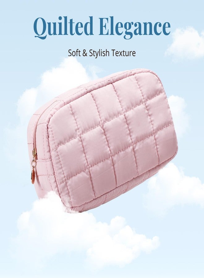 LOVELYWIND Makeup Bag for Women, Travel Cosmetic Bag Organizer with Compartments, Pink - Image 2