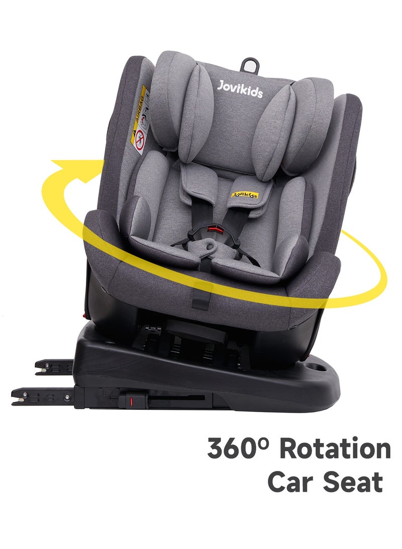 جوفيكيدز Jovikids Angela Safety Baby Car Seat with Isofix and Top Tether, 360 Degree Swivel Child Seat, Rotating Carseat for Group 0/1/2/3, 0-12 Years Old, ECE R44/04, Black - Image 3