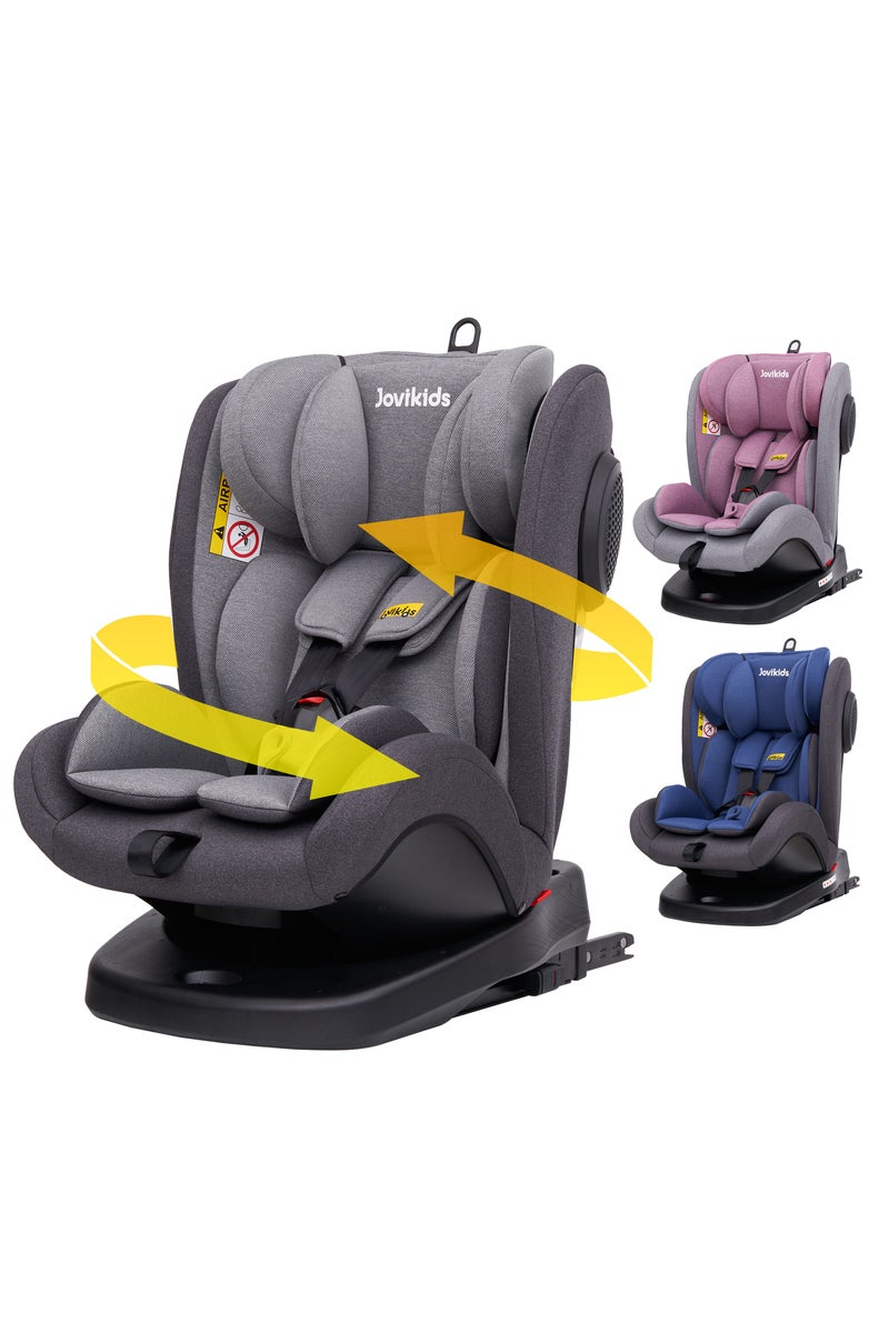 جوفيكيدز Jovikids Angela Safety Baby Car Seat with Isofix and Top Tether, 360 Degree Swivel Child Seat, Rotating Carseat for Group 0/1/2/3, 0-12 Years Old, ECE R44/04, Black - Image 1