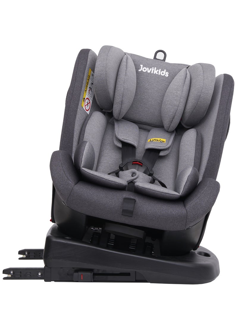 جوفيكيدز Jovikids Angela Safety Baby Car Seat with Isofix and Top Tether, 360 Degree Swivel Child Seat, Rotating Carseat for Group 0/1/2/3, 0-12 Years Old, ECE R44/04, Black - Image 2