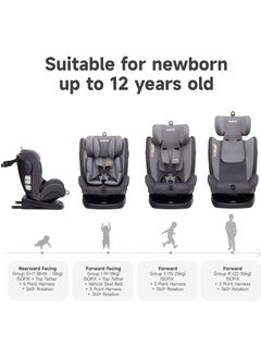 Jovikids Jovikids Angela Safety Baby Car Seat with Isofix and Top Tether, 360 Degree Swivel Child Seat, Rotating Carseat for Group 0/1/2/3, 0-12 Years Old, ECE R44/04, Black  - Image 3