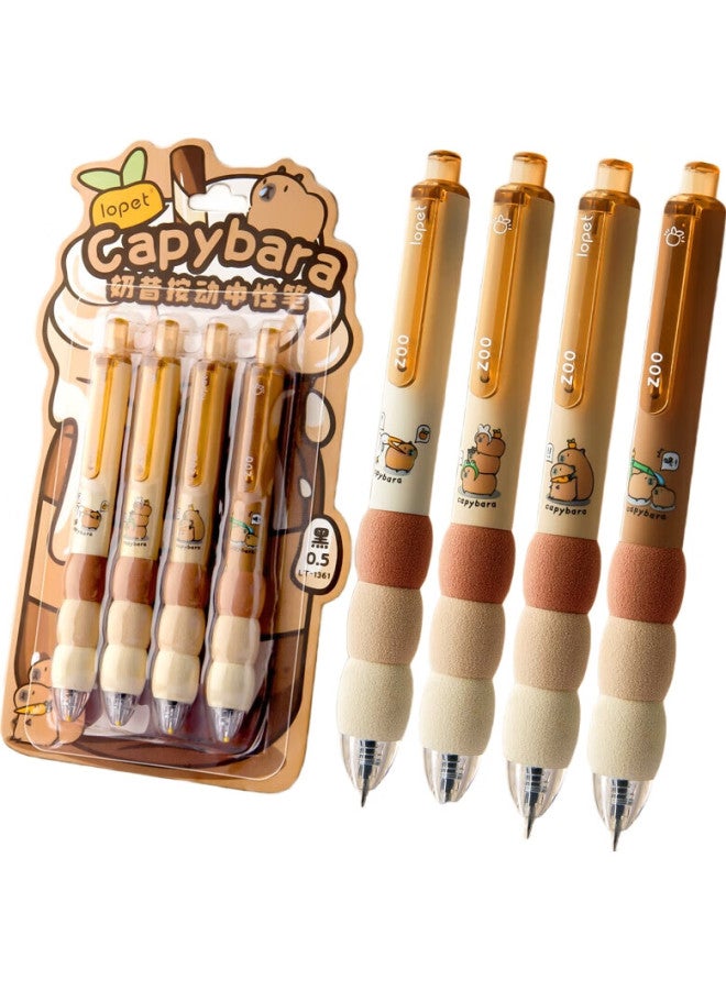 Lopet T Lapica Capybara High Value Push Neutral Pen St Pen Head Quick-Drying Brush Pen European Package Signature Pen Primary And Middle School Students Special Black Water Pen Lt-1361+10 Refills - Image 2