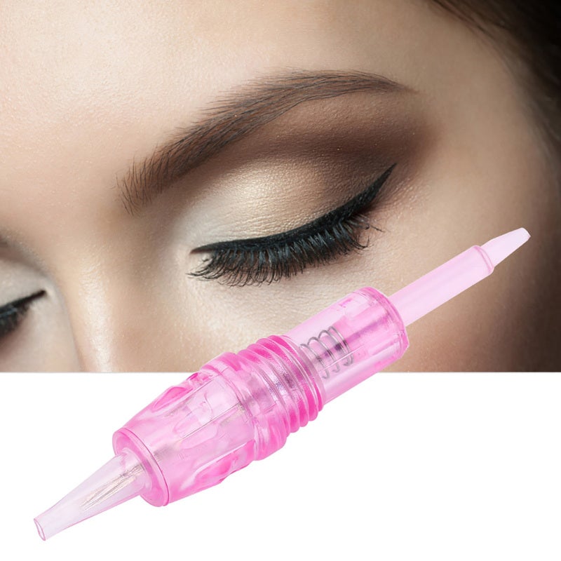 Microblading Needle: Pink Screw-Top 5-Pin Row, Disposable Single-Use, Sharp Flexible Pin - Stainless Steel Build, Standard Size for Tattoo Artists & Beauty Salons for Eyebrow Lip Eyeliner Tattoo Proce - Image 1