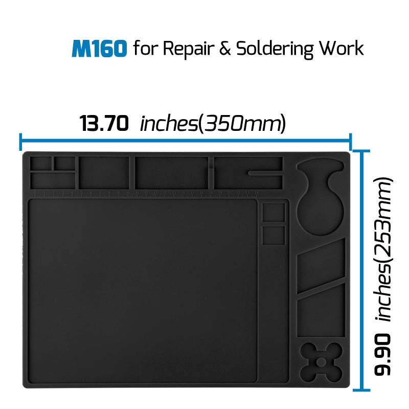 WEP M160 Silicone Soldering Mat 13.7x9.9 inches Heat-resistant with 5 Function Zones, Soldering Mat for, electronics repair, DIY Projects - Image 3