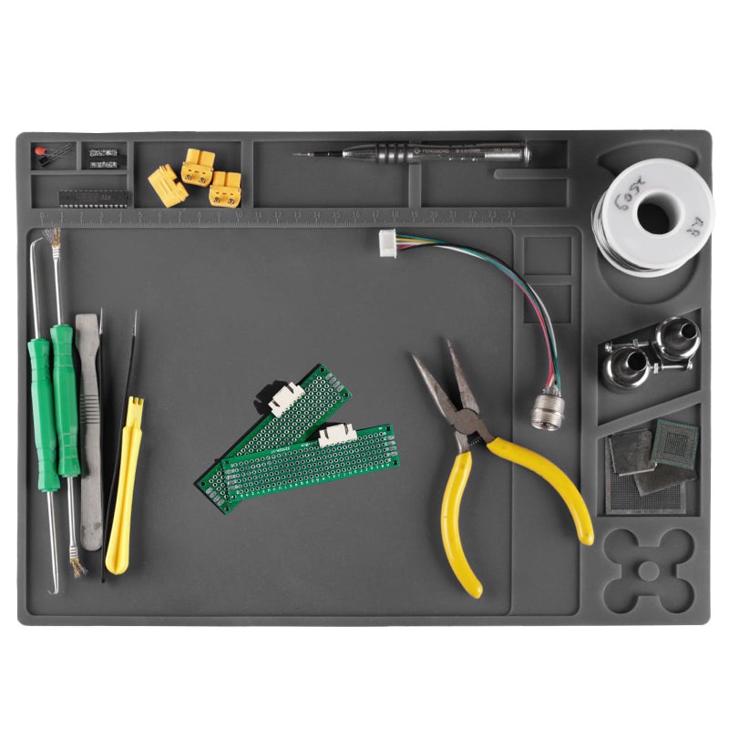 WEP M160 Silicone Soldering Mat 13.7x9.9 inches Heat-resistant with 5 Function Zones, Soldering Mat for, electronics repair, DIY Projects - Image 1