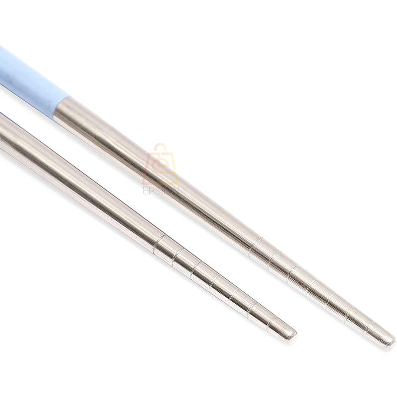 Epsilon Epsilon Stainless Steel Blue Color Chopsticks Reusable Chopsticks 304 Stainless Steel Chopsticks Lightweight Metal Pair Chopsticks Dishwasher Safe for Rice and NoodlesBlue Pair of 1  - Image 4
