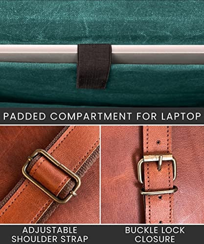 RUSTIC TOWN Leather Messenger Bag for Men Women - Full Grain Leather Laptop Satchel Office Shoulder Bag (14 Inch, Brown) - Image 5