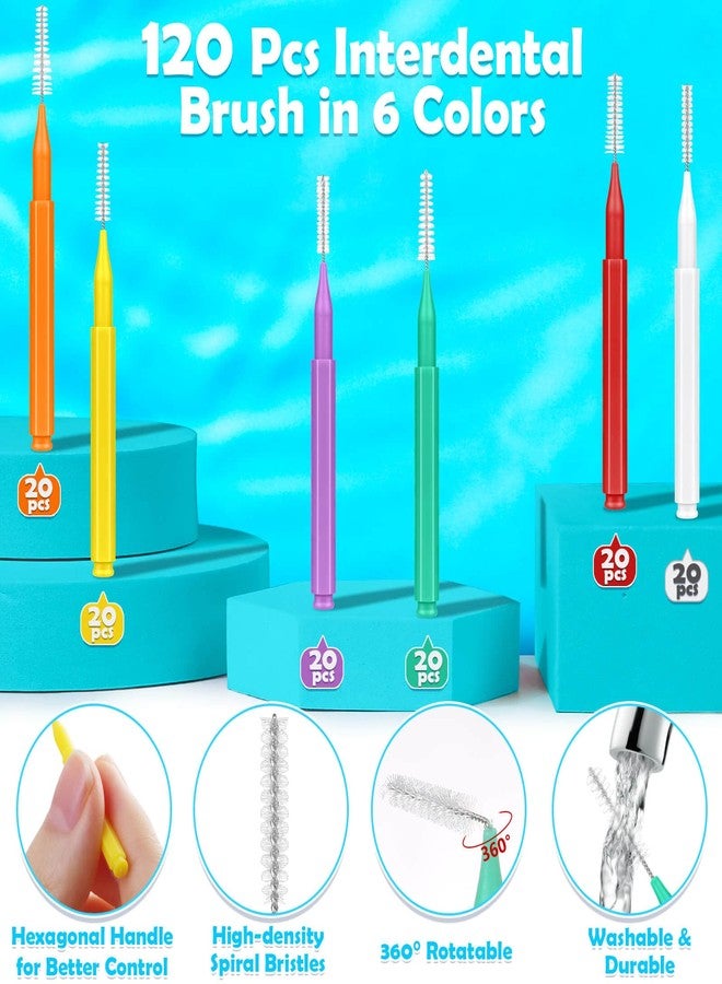 Modacraft 120-Piece Interdental Brush Set - 6 Sizes, Braces-Friendly, 360° Bendable Floss Heads, Soft Bristles, Portable Oral Care Kit for Daily Use, Travel, and Gift - Image 2