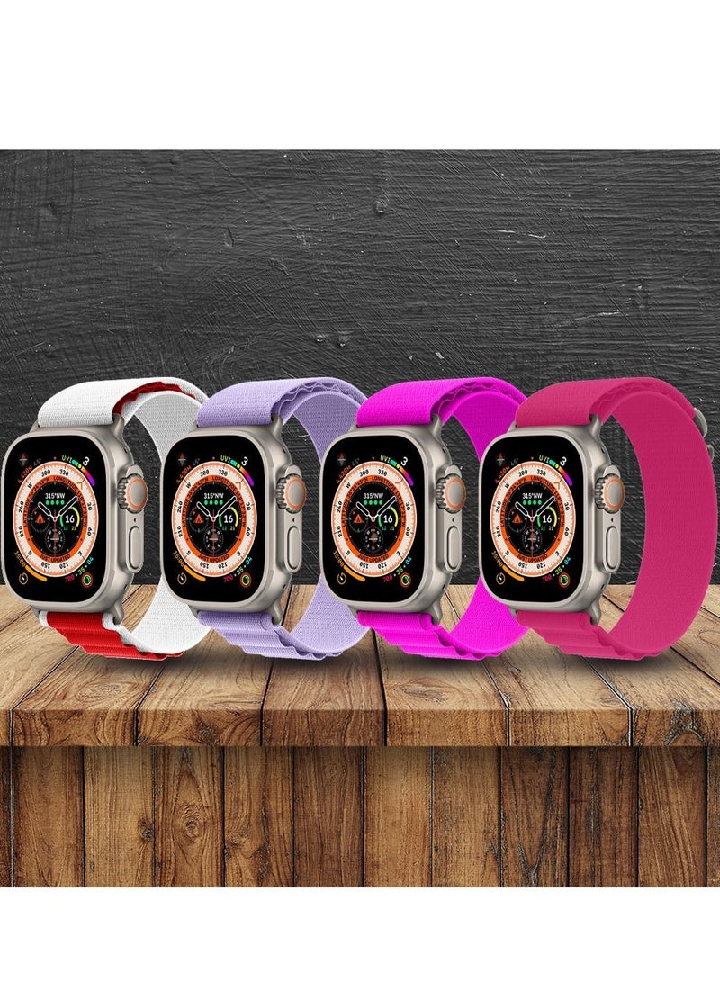 CATANES 4 Pack For Apple Watch Band 49mm 45mm 44mm 42mm Alpine Loop Band Women Men Adjustable with Metal G-Hook Strap for iWatch Ultra Series SE 8/7/6/5/4/3/2/1 Multicolour  - Image 2