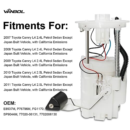 VANBOL Electric Fuel Pump Module Assembly Compatible with Toyota Camry 2007 2008 2009 2010 2011 L4 2.4L 2.5L Replace E8937M FG1170 P76796M VANBOL0030 - Image 2